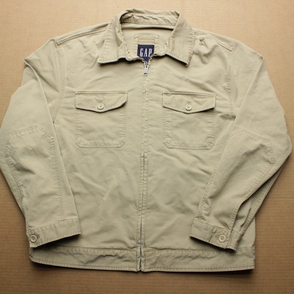 GAP Other - Vintage GAP Chore Jacket Mens XL Beige Long Sleeve Canvas Workwear Full Zip Coat